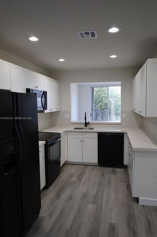 Interior, Kitchen, Recessed Lighting, Wood Texture Flooring