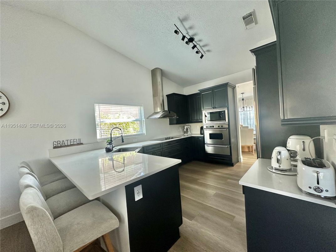 Interior, Kitchen, Stainless Steel Appliances, Wood Texture Flooring