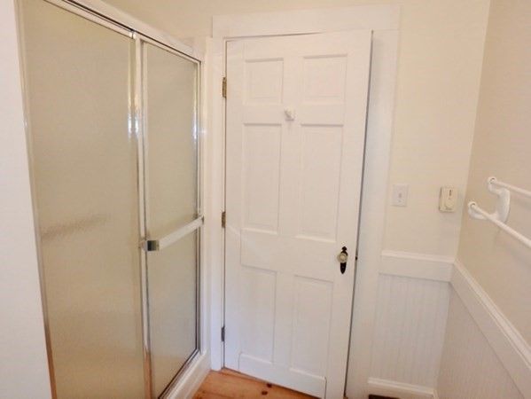 Bathroom, Glass Shower, Interior, Wood Texture Flooring