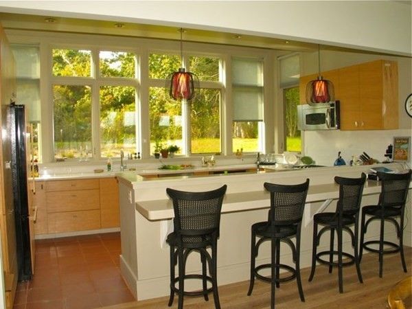 Interior, Kitchen, Pendant Lights, Stainless Steel Appliances, Wood Texture Flooring