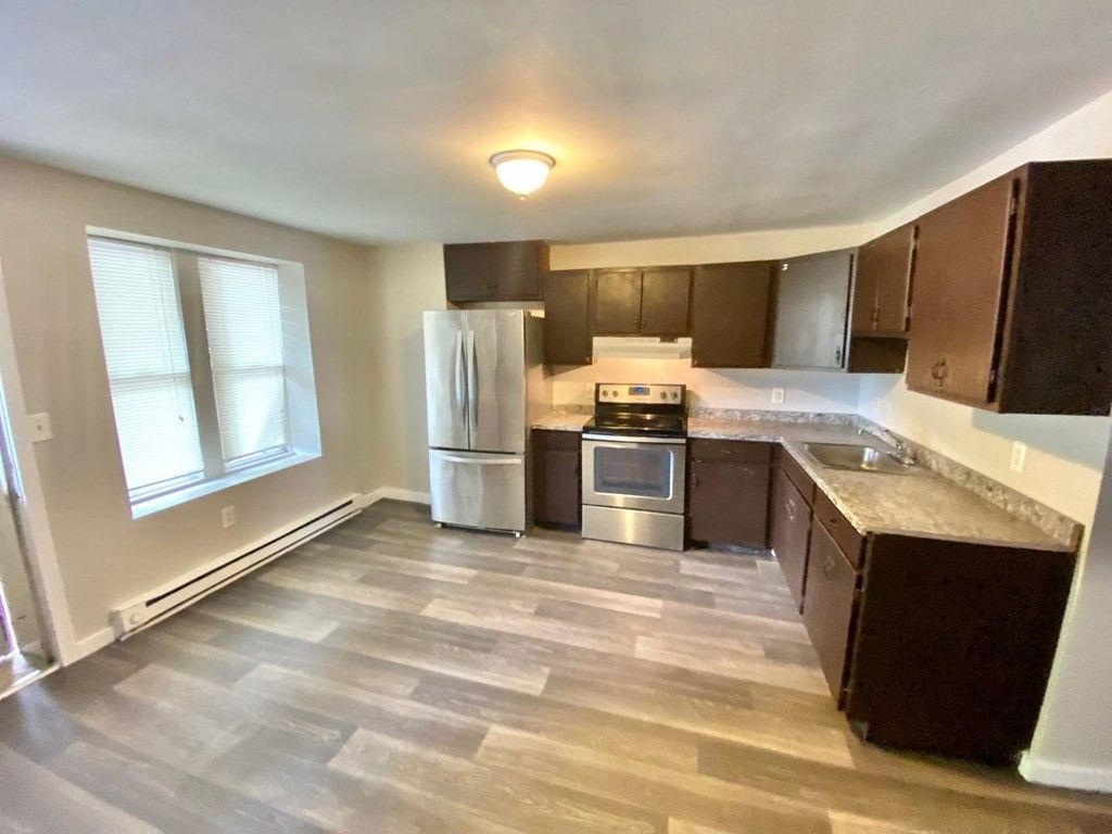 Interior, Kitchen, Stainless Steel Appliances, Wood Texture Flooring