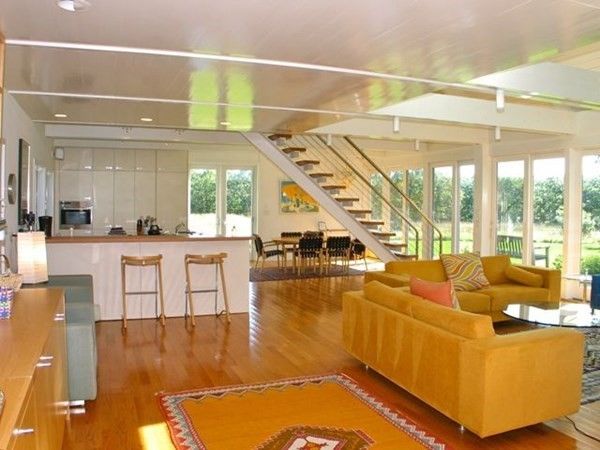 Dining room, Interior, Kitchen, Living room, Recessed Lighting, Wood Texture Flooring