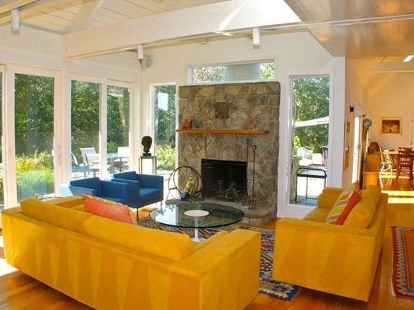 Fireplace, Interior, Living room, Stone Walls, Wood Texture Flooring