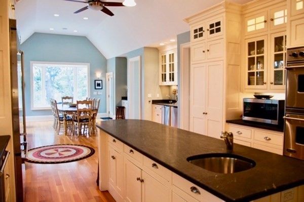 Dining room, Interior, Kitchen, Recessed Lighting, Wood Texture Flooring