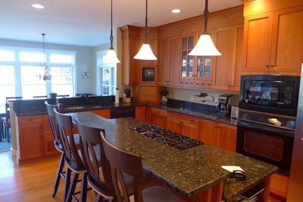 Interior, Kitchen, Pendant Lights, Recessed Lighting, Wood Texture Flooring