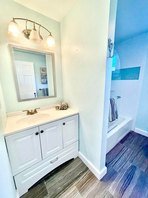 Bathroom, Dual Sink Vanities, Interior, Wood Texture Flooring