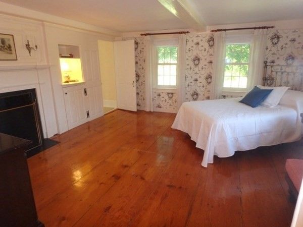 Bedroom, Fireplace, Interior, Wood Texture Flooring