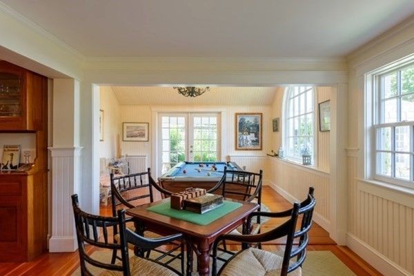 Billiard Table, Chandelier, Dining room, Game Room, Interior, Wood Texture Flooring