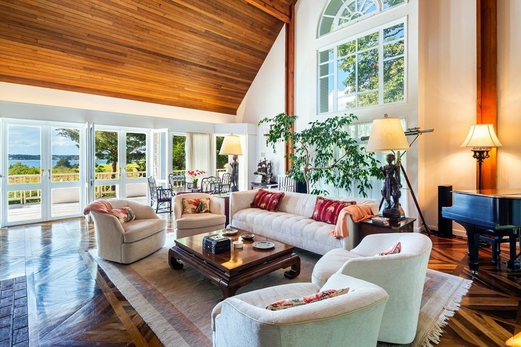 Interior, Living room, Piano, Water, Wooden Ceilings, Wood Texture Flooring