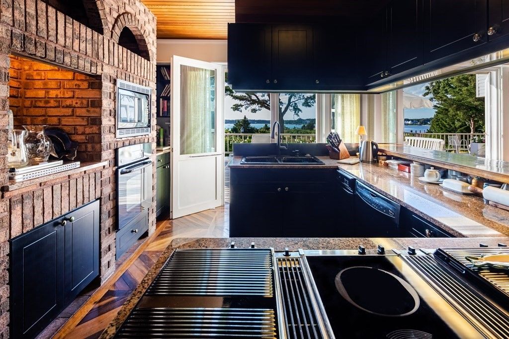 Interior, Kitchen, Stone Walls, Water, Wood Texture Flooring
