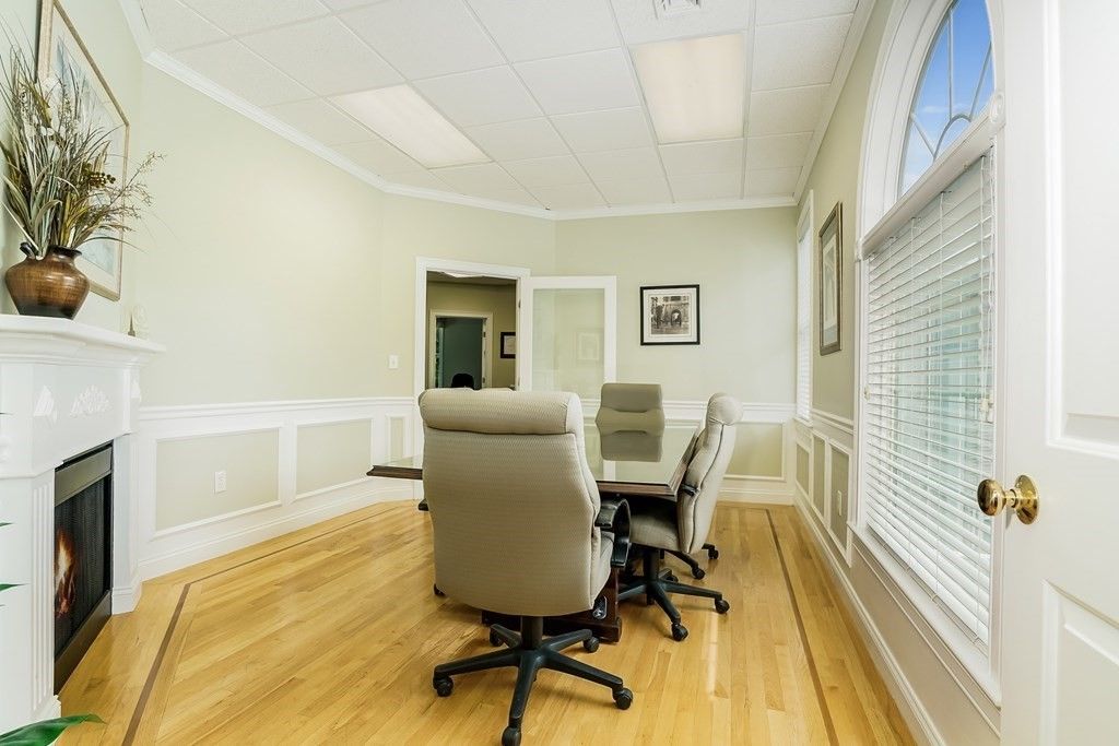 Fireplace, Home Office, Interior, Wood Texture Flooring