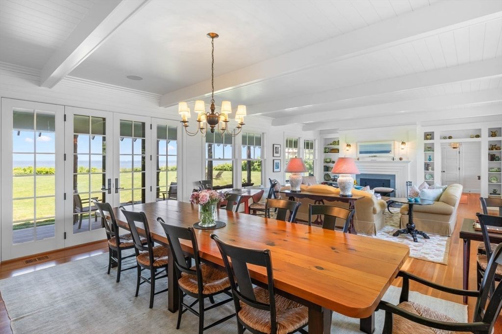 Chandelier, Dining room, Fireplace, Interior, Living room, Wood Texture Flooring
