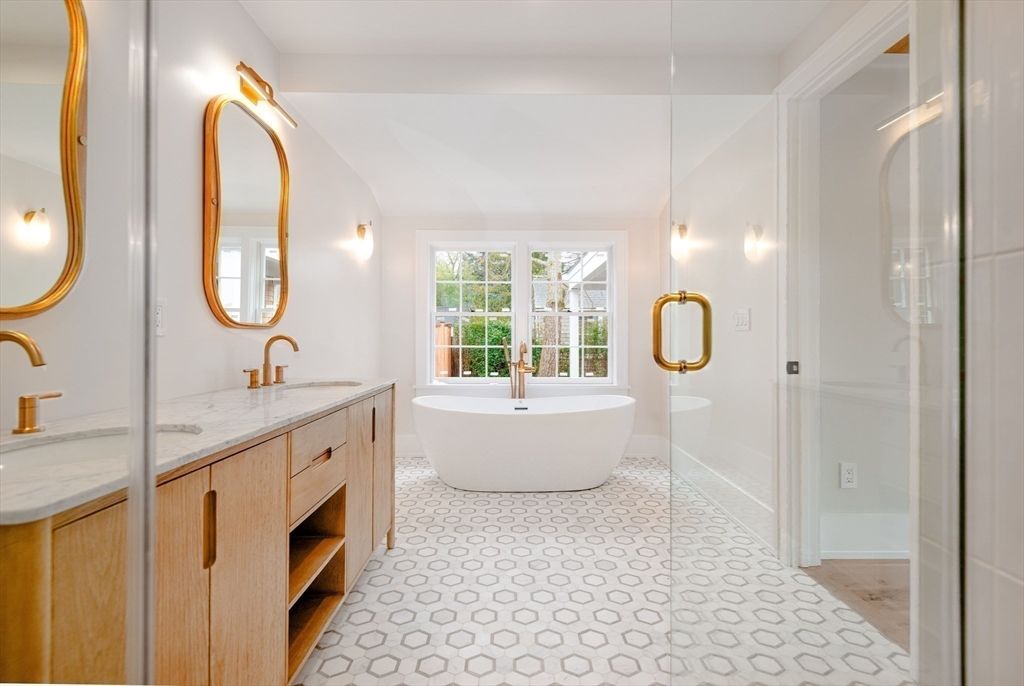 Bathroom, Dual Sink Vanities, Free Standing Baths, Glass Shower, Interior