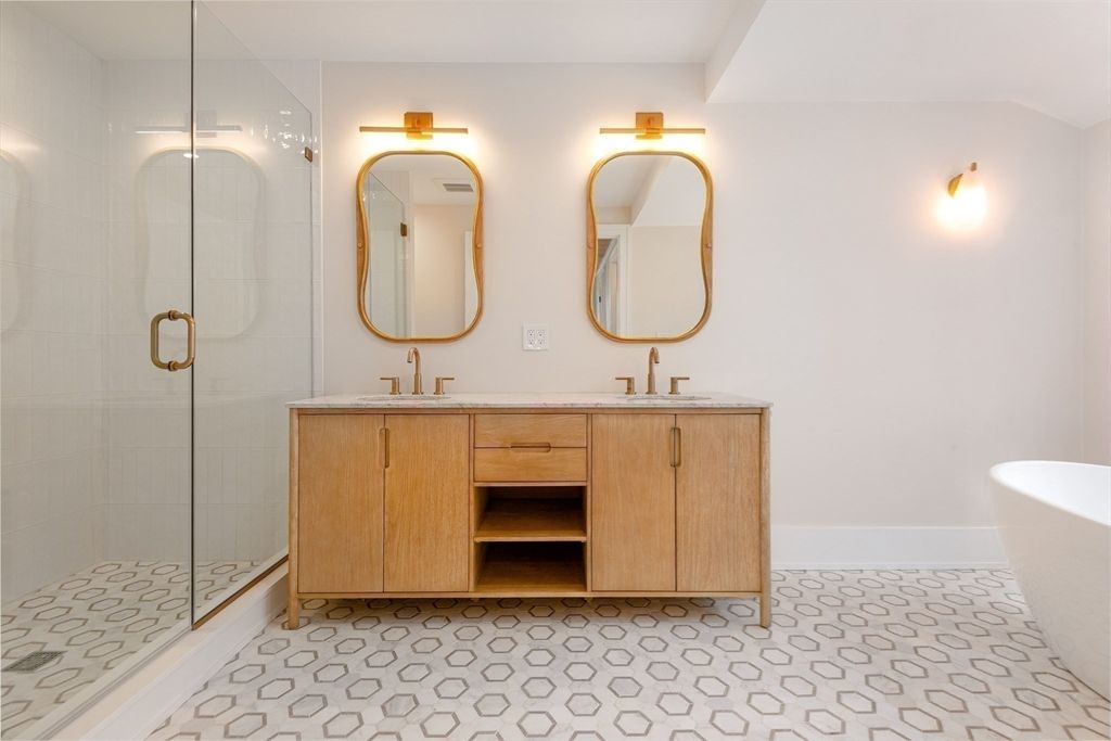 Bathroom, Dual Sink Vanities, Free Standing Baths, Glass Shower, Interior