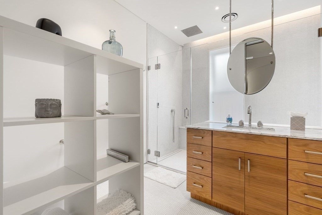 Bathroom, Glass Shower, Interior, Recessed Lighting