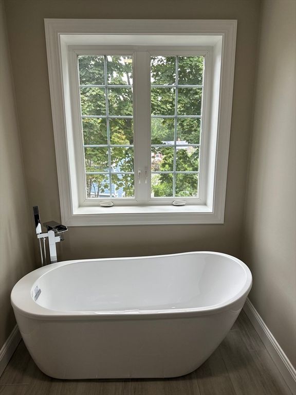 Bathroom, Free Standing Baths, Interior, Wood Texture Flooring