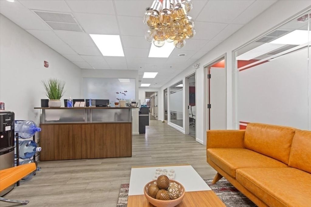 Chandelier, Home Office, Interior, Pendant Lights, Recessed Lighting, Wood Texture Flooring