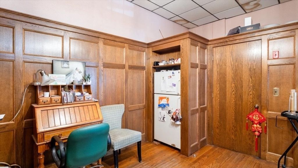 Home Office, Interior, Wood Texture Flooring, Wooden Walls