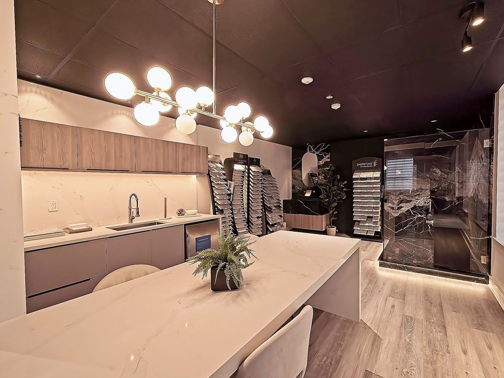 Interior, Kitchen, Pendant Lights, Recessed Lighting, Wood Texture Flooring