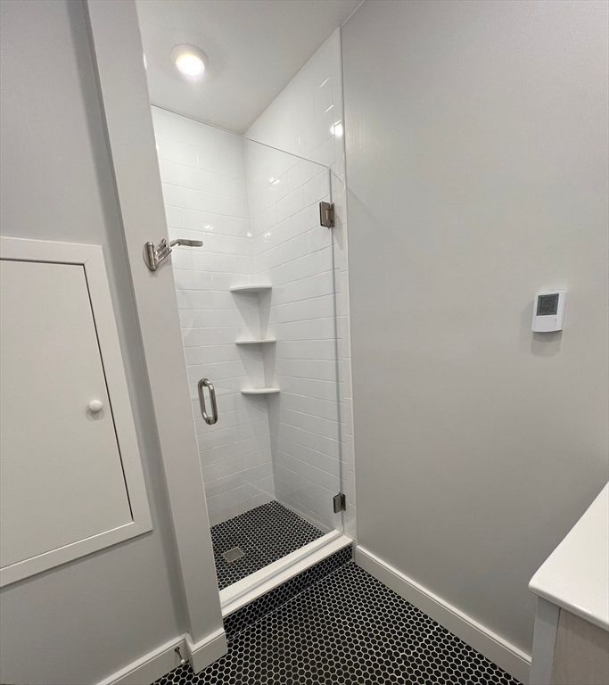 Bathroom, Glass Shower, Interior, Recessed Lighting