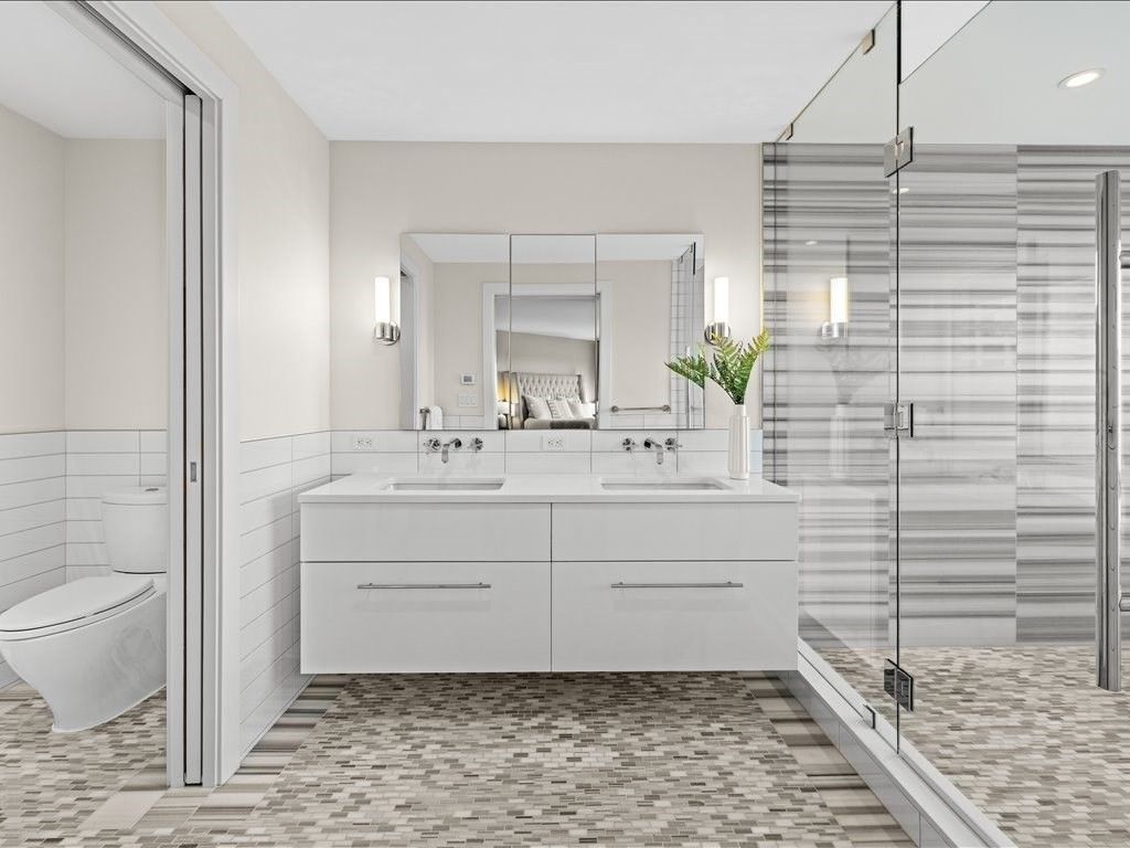 Bathroom, Dual Sink Vanities, Glass Shower, Interior, Recessed Lighting