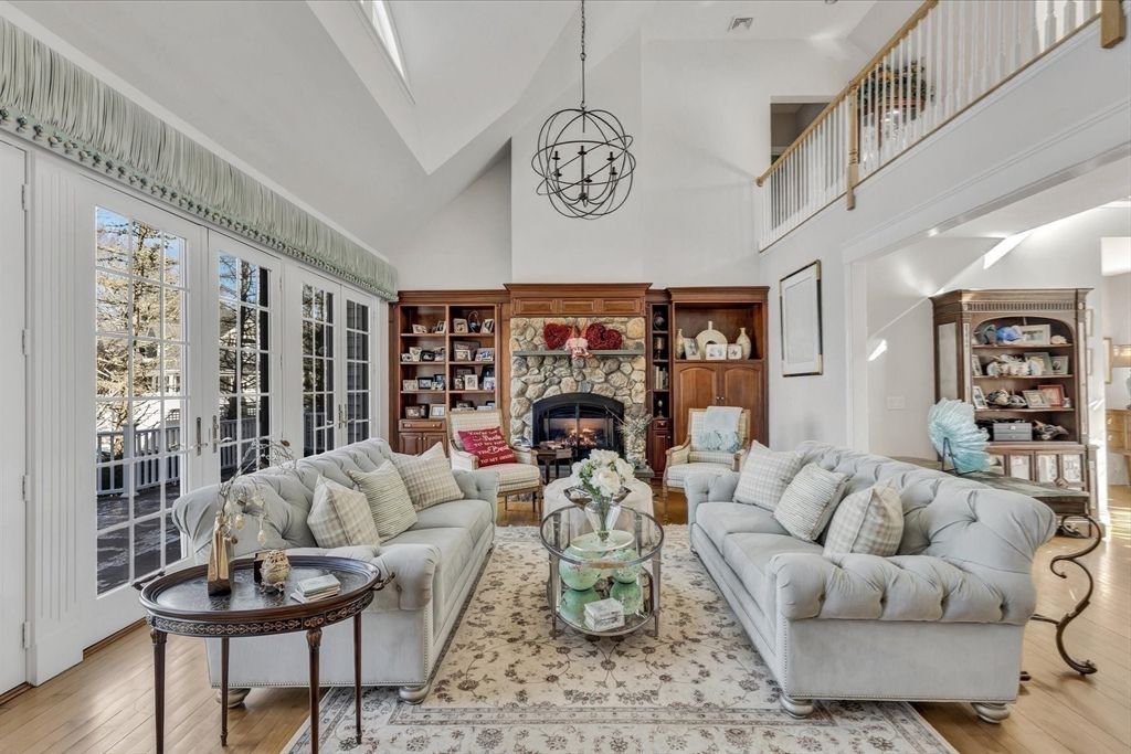 Fireplace, Interior, Living room, Pendant Lights, Wood Texture Flooring