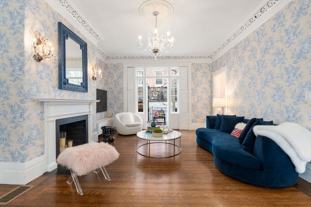 Chandelier, Fireplace, Interior, Living room, Wood Texture Flooring