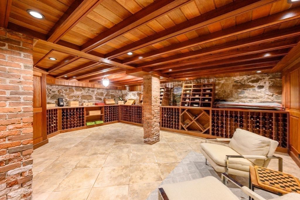 Interior, Recessed Lighting, Stone Walls, Wine Storage, Wooden Beams, Wooden Ceilings