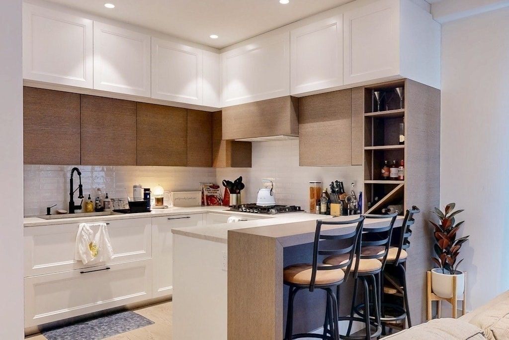 Interior, Kitchen, Recessed Lighting, Wood Texture Flooring