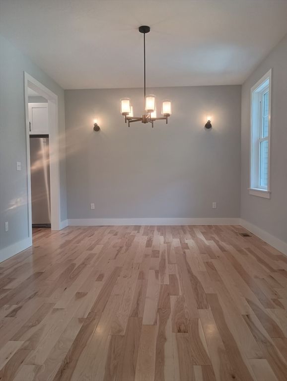 Chandelier, Empty room, Interior, Wood Texture Flooring