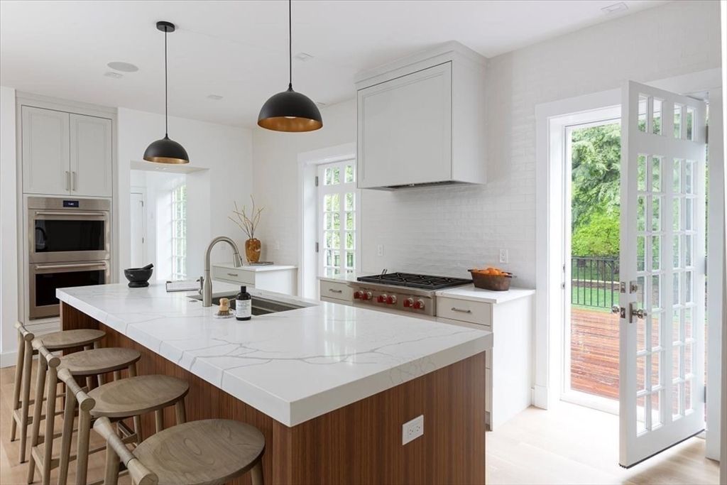 Interior, Kitchen, Pendant Lights, Stainless Steel Appliances, Wood Texture Flooring