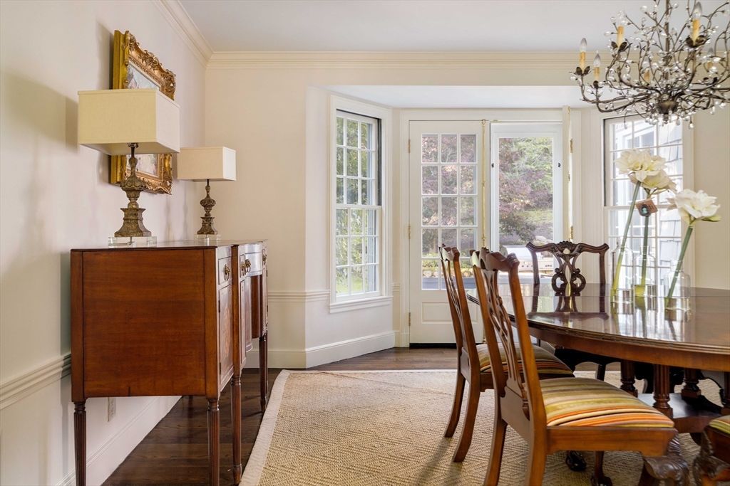 Chandelier, Dining room, Interior, Wood Texture Flooring