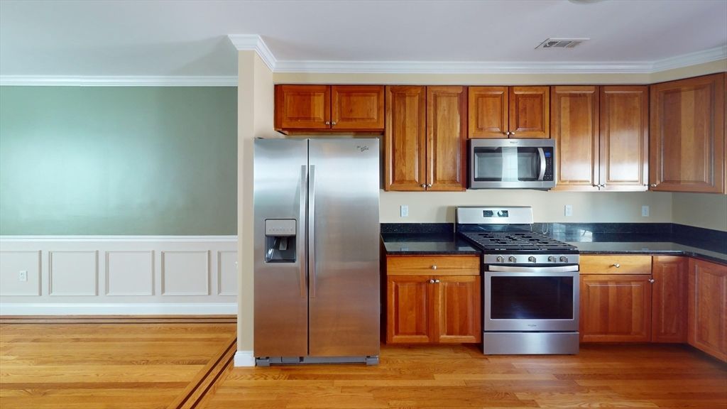Interior, Kitchen, Stainless Steel Appliances, Wood Texture Flooring