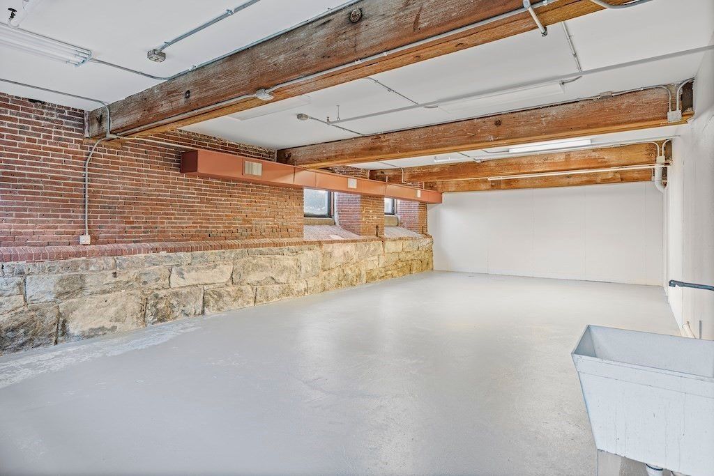 Garage, Interior, Stone Walls, Wooden Beams