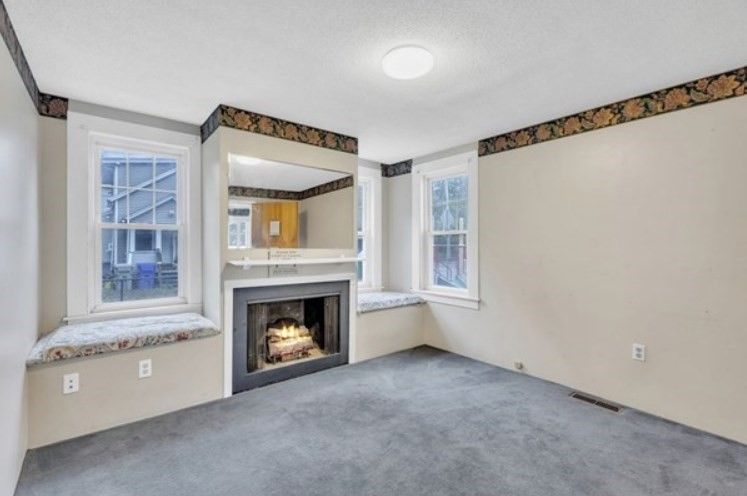 Empty room, Fireplace, Interior