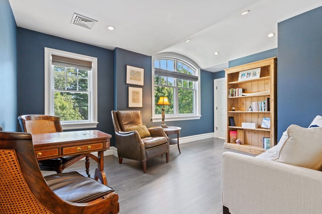 Home Office, Interior, Recessed Lighting, Wood Texture Flooring