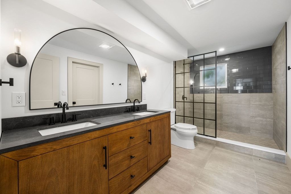 Bathroom, Dual Sink Vanities, Glass Shower, Interior, Recessed Lighting