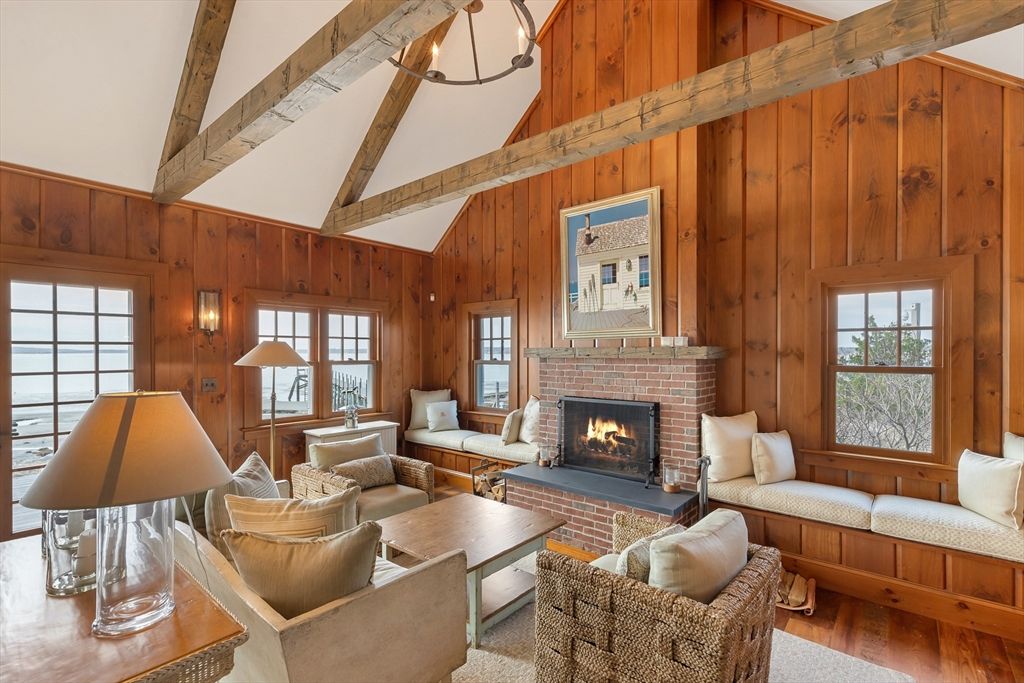 Fireplace, Interior, Living room, Wooden Beams, Wood Texture Flooring, Wooden Walls