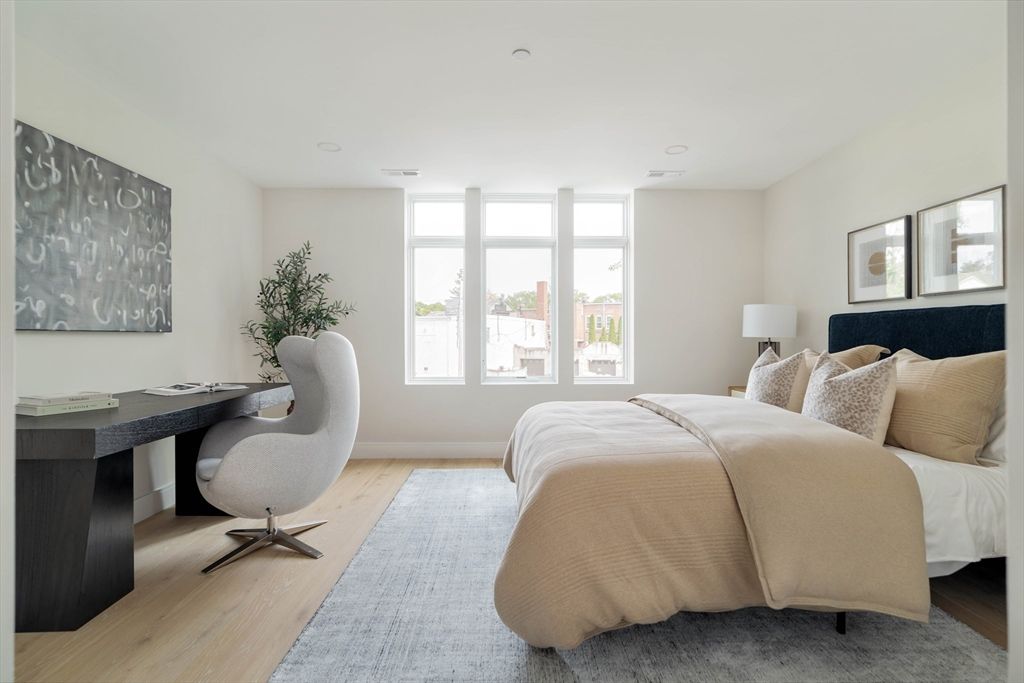 Bedroom, Home Office, Interior, Recessed Lighting, Wood Texture Flooring