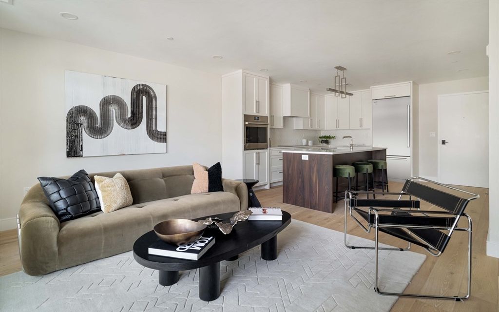 Interior, Kitchen, Living room, Pendant Lights, Recessed Lighting, Wood Texture Flooring