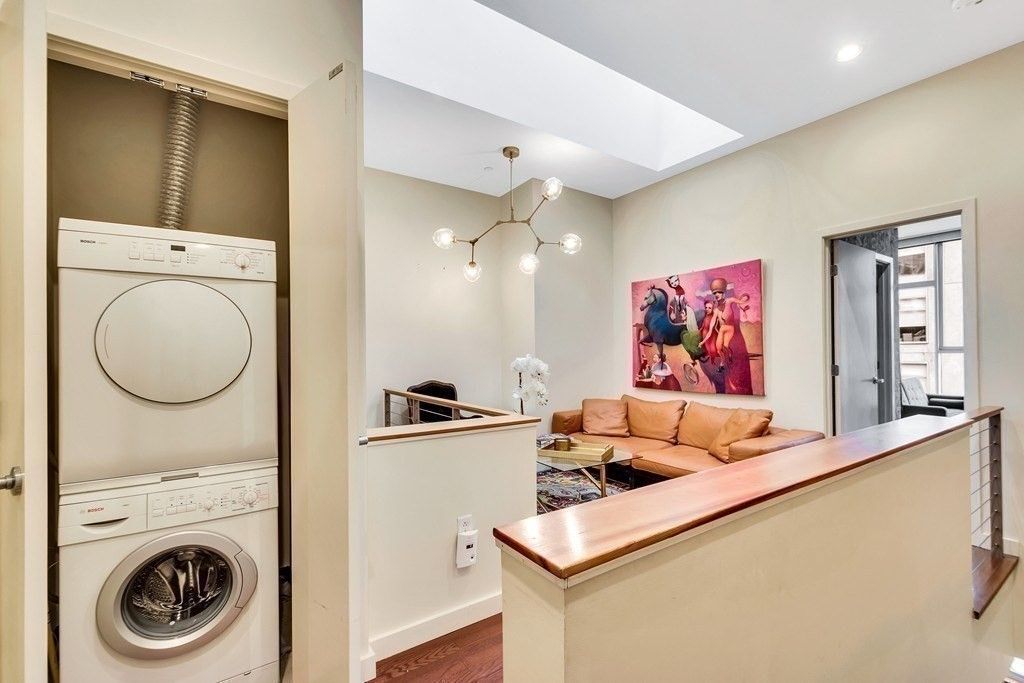 Interior, Pendant Lights, Recessed Lighting, Utility Closets, Washer, Wood Texture Flooring