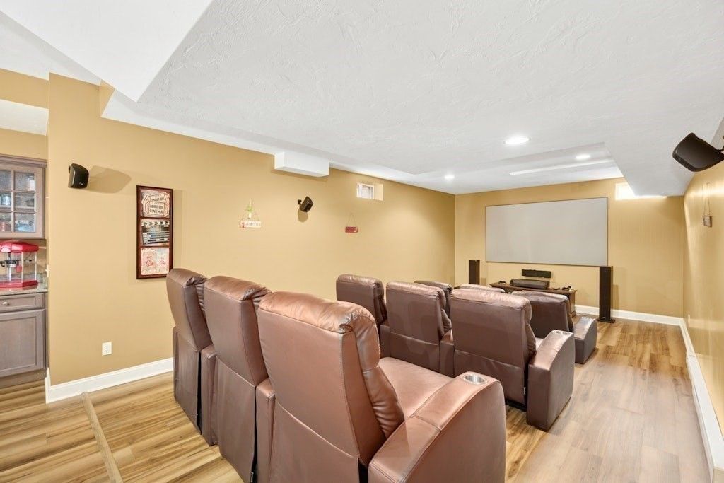 Home Theatre Room, Interior, Projection Screen, Recessed Lighting, Theatre Room, Wood Texture Flooring