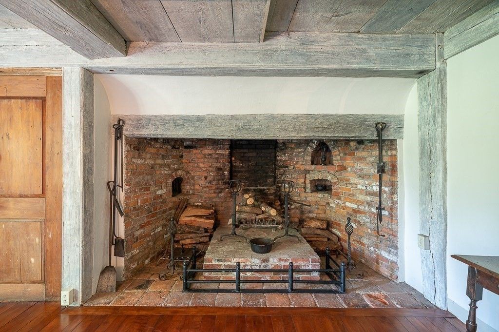 Fireplace, Interior, Stone Walls, Wooden Ceilings, Wood Texture Flooring