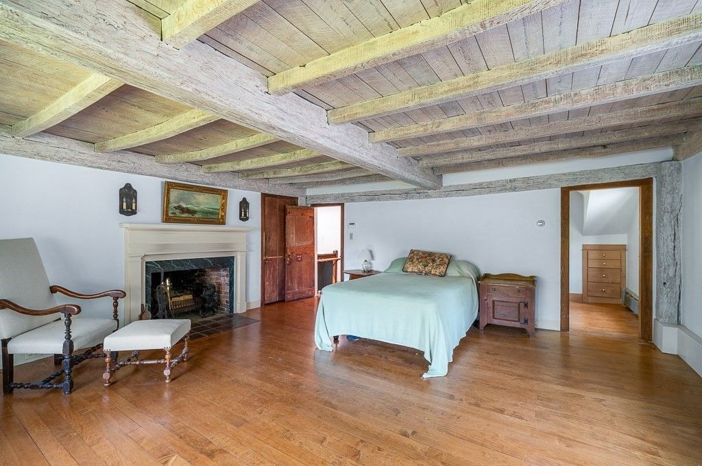 Bedroom, Fireplace, Interior, Wooden Beams, Wooden Ceilings, Wood Texture Flooring