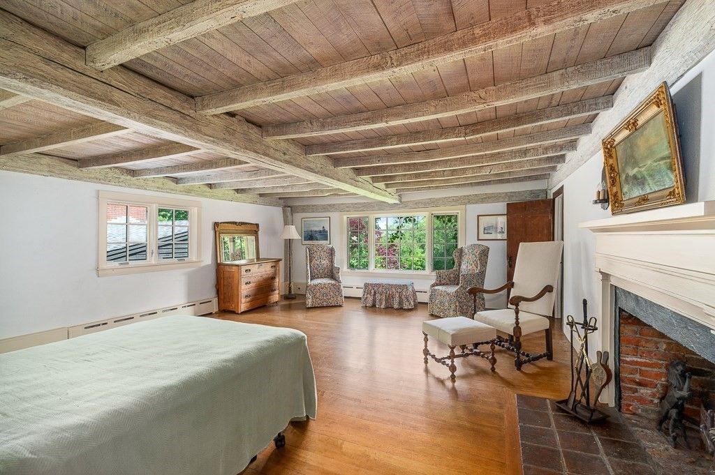 Bedroom, Fireplace, Interior, Wooden Beams, Wooden Ceilings, Wood Texture Flooring