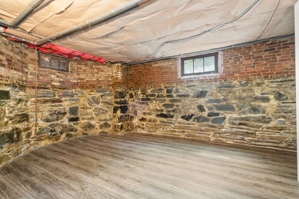 Empty room, Interior, Stone Walls, Wood Texture Flooring