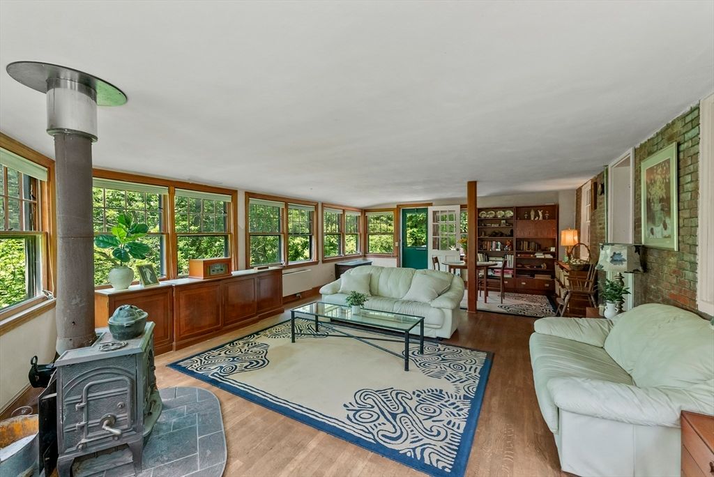 Fireplace, Interior, Living room, Stone Walls, Wood Texture Flooring
