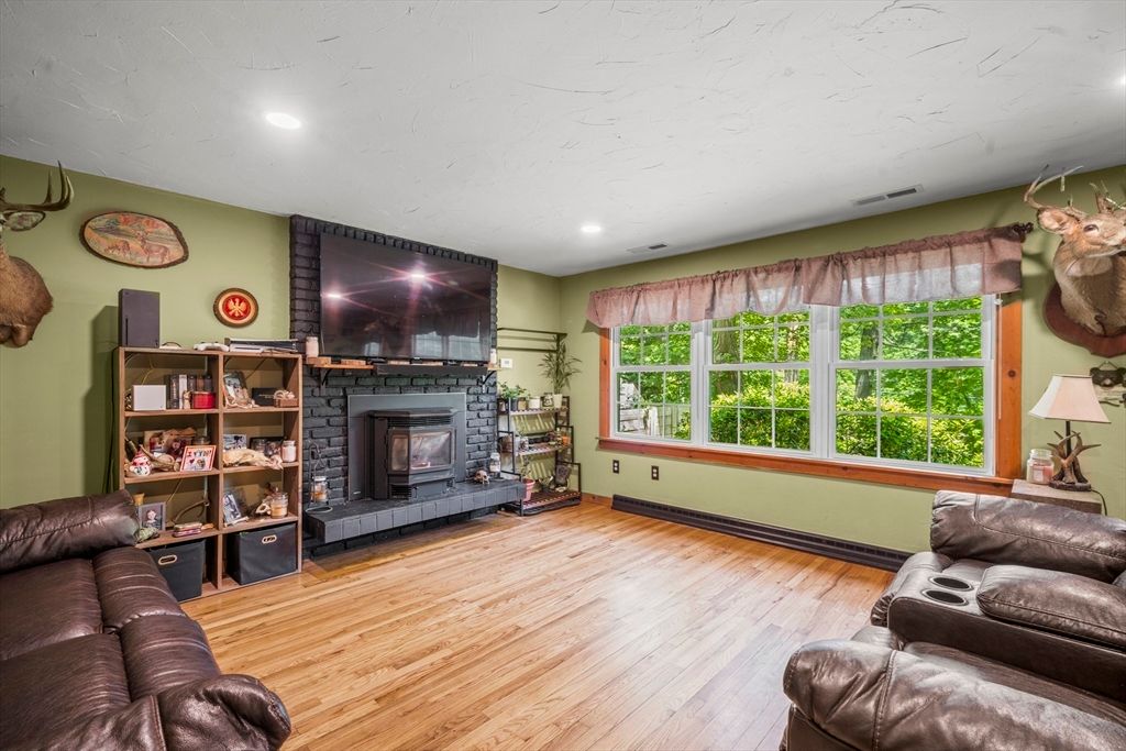 Fireplace, Interior, Recessed Lighting, Wood Texture Flooring