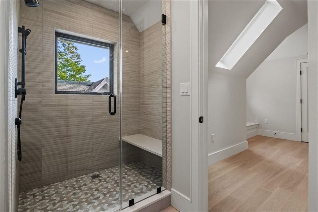 Bathroom, Glass Shower, Interior, Wood Texture Flooring