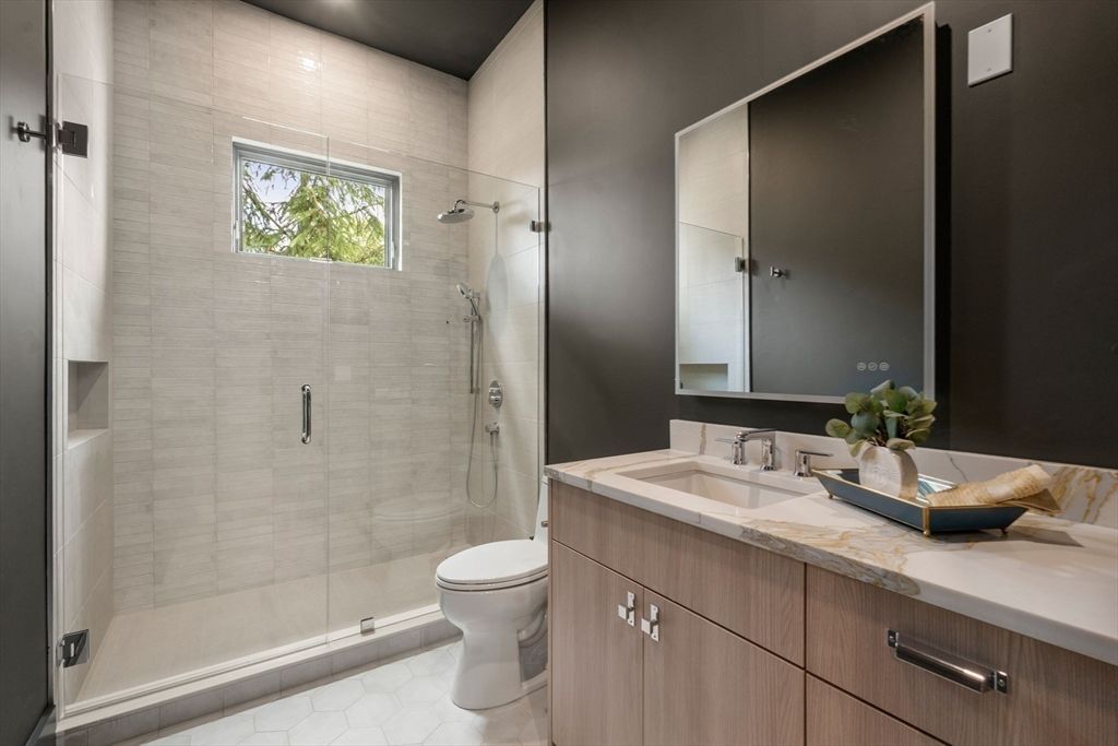 Bathroom, Glass Shower, Interior, Recessed Lighting